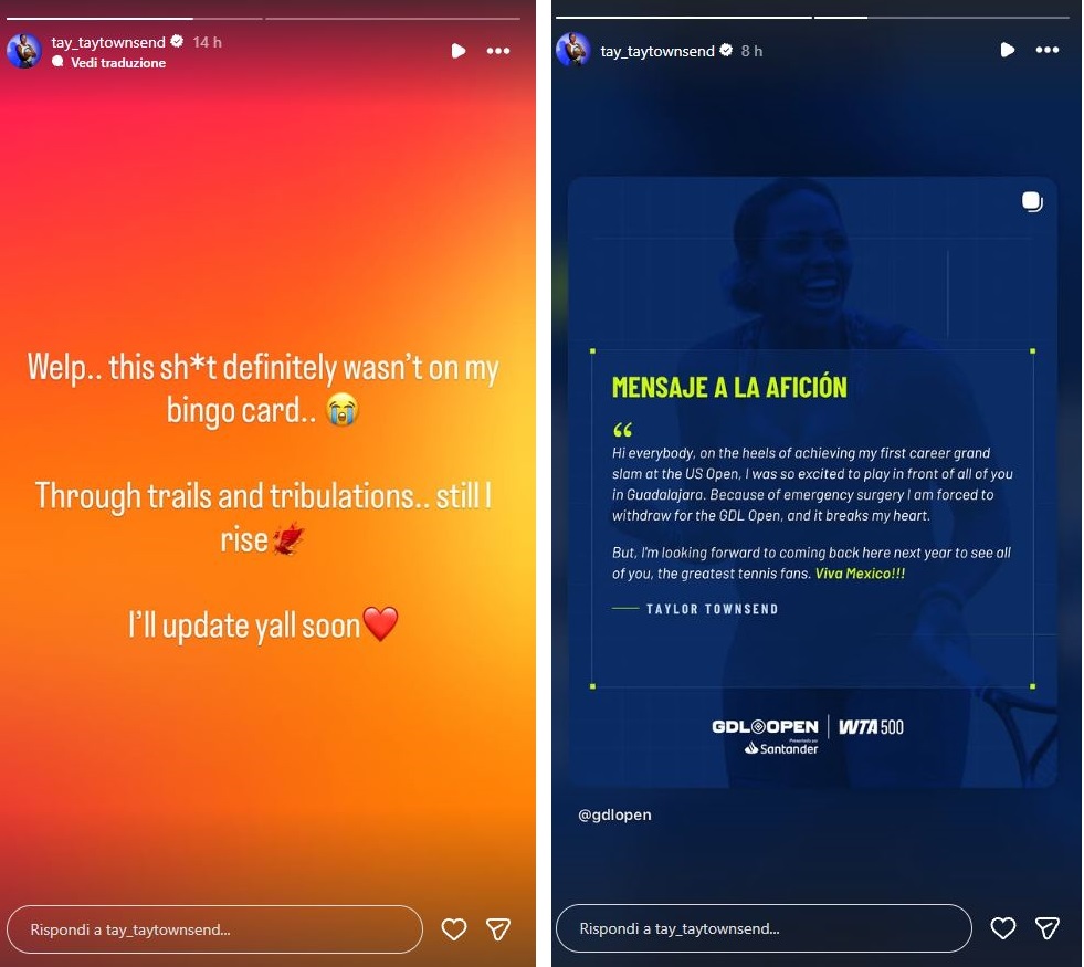 Intervento d'urgenza per Taylor Townsend
