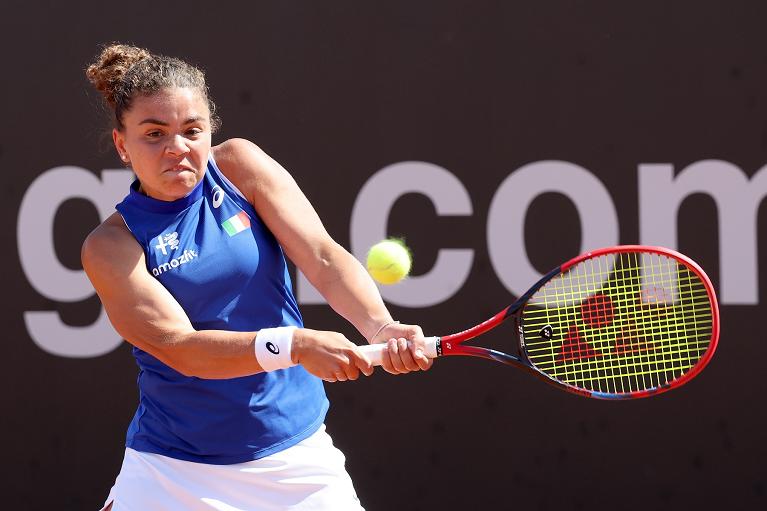 Jasmine Paolini in azione in BJK Cup a Velletri (foto Getty Images)