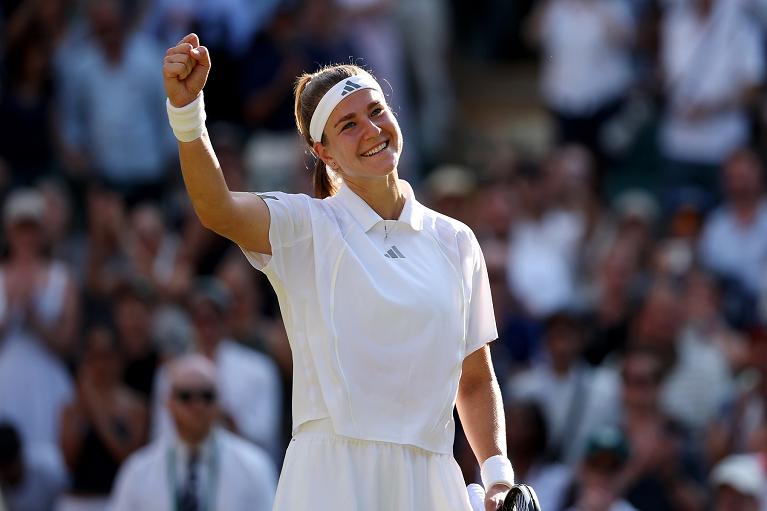 Tutta la felicità di Karolina Muchova (foto Getty Images)