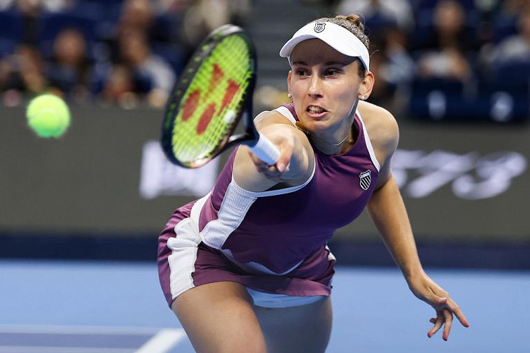 Elise Mertens in azione a Pechino (Getty Images)