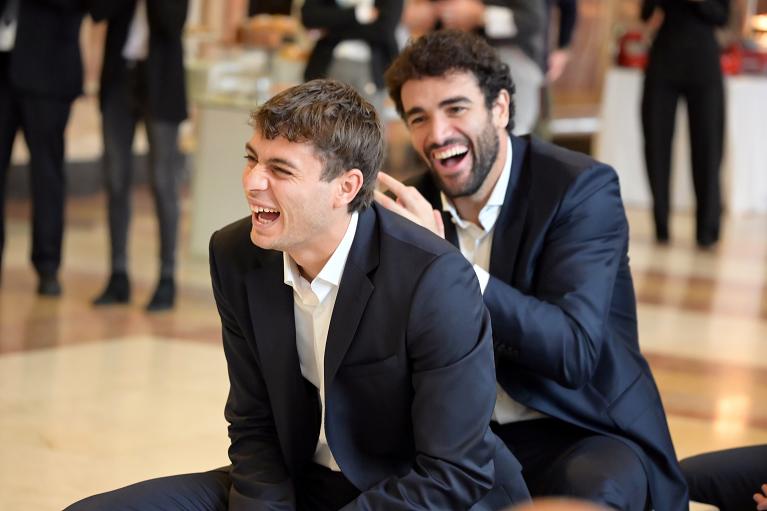 Flavio Cobolli e Matteo Berrettini alla presentazione dell'Italia alla Final 8 di Coppa Davis 2025 a Bologna (Foto FITP)