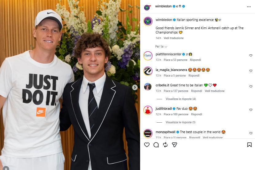 Visti dai social: Jannik con Kimi, Jasmine con Roger. E Alcaraz…